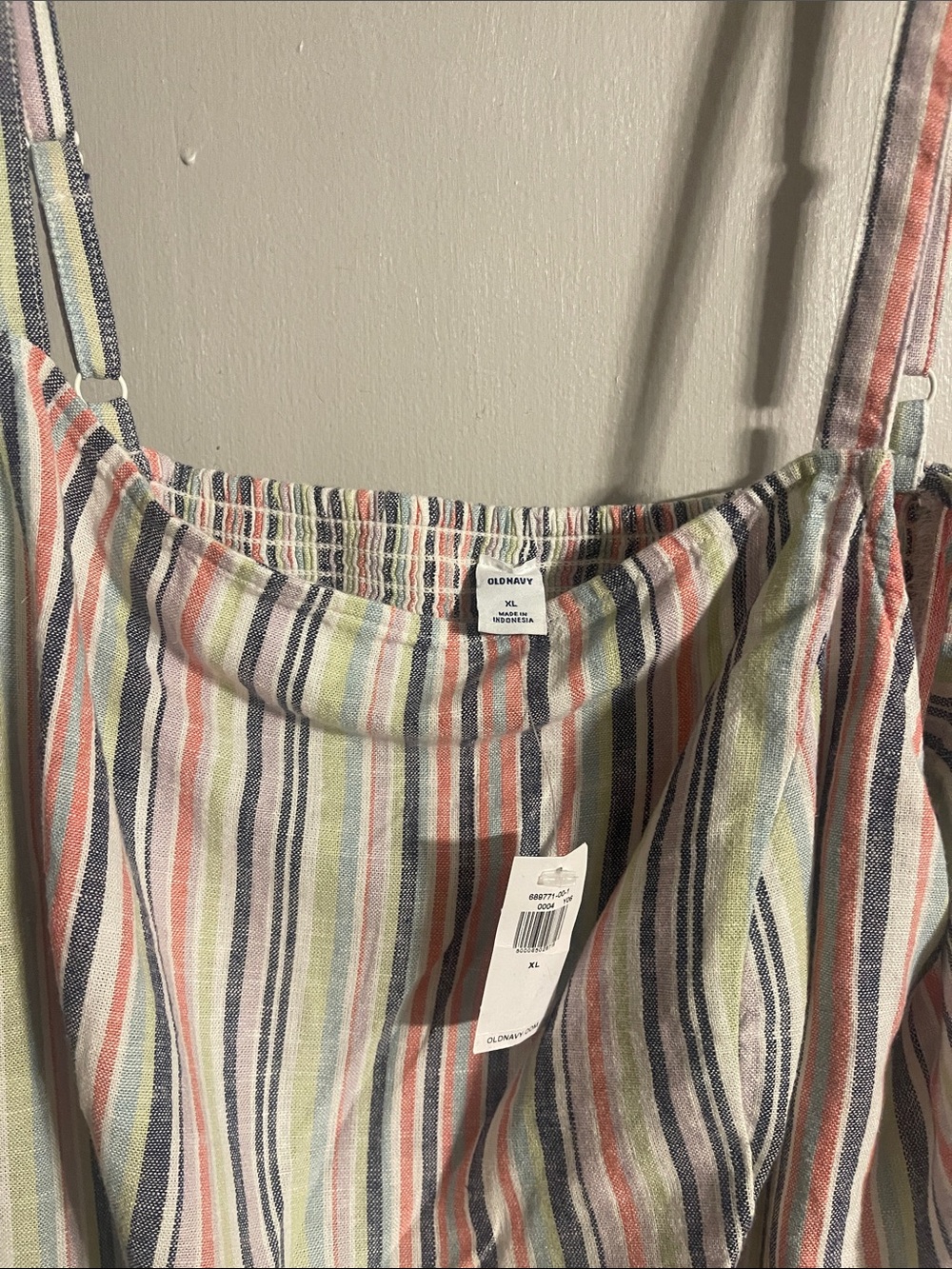 Old Navy Striped Maxi Dress in Navy, Coral, Lime and Cream